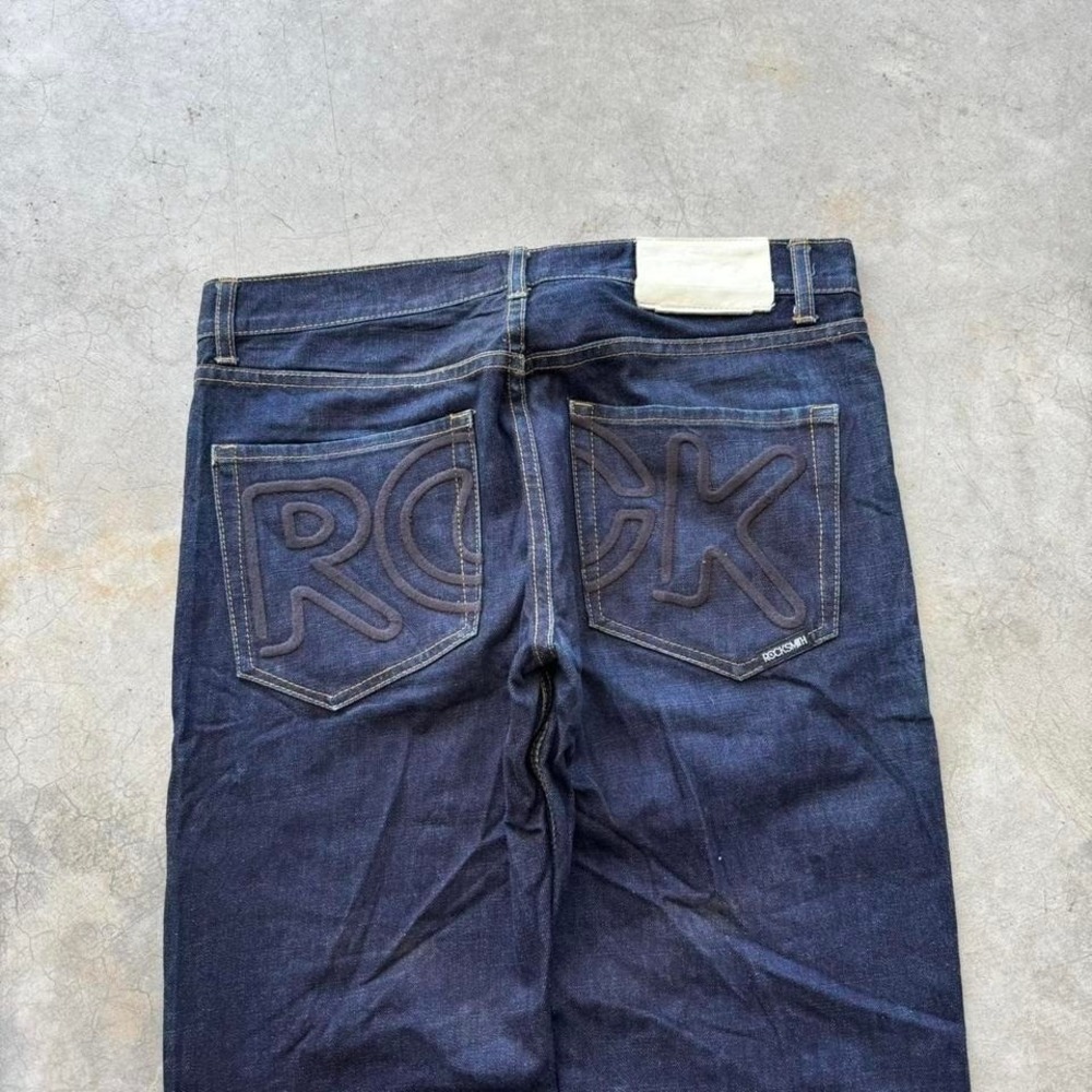 Rock Smith Japanese Style Skinny Embroidered Denim Rag Vintage Jeans 34x32